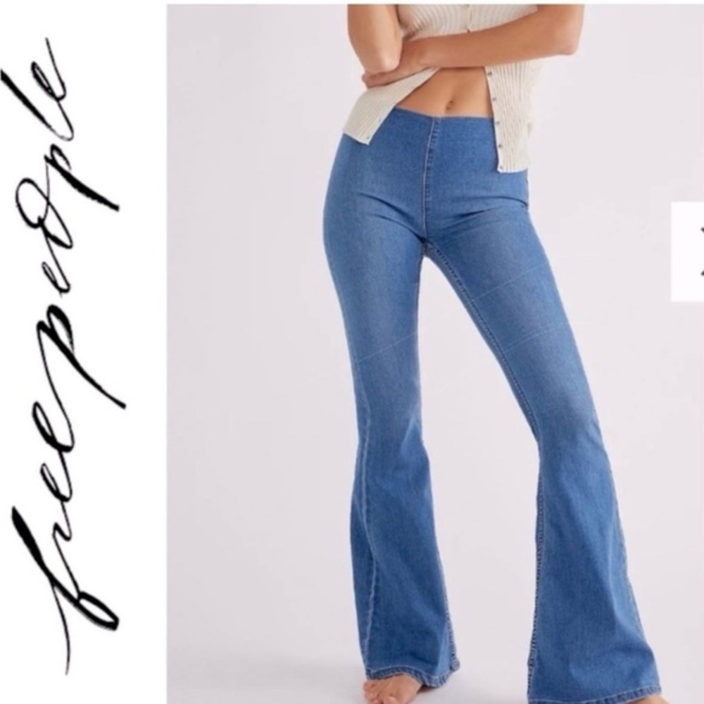 Free People.  Blue Flare Jeans
